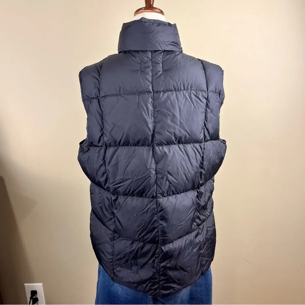 Lands' End Black Down Vest Goose Down Puffer Pockets Women’s Size Medium